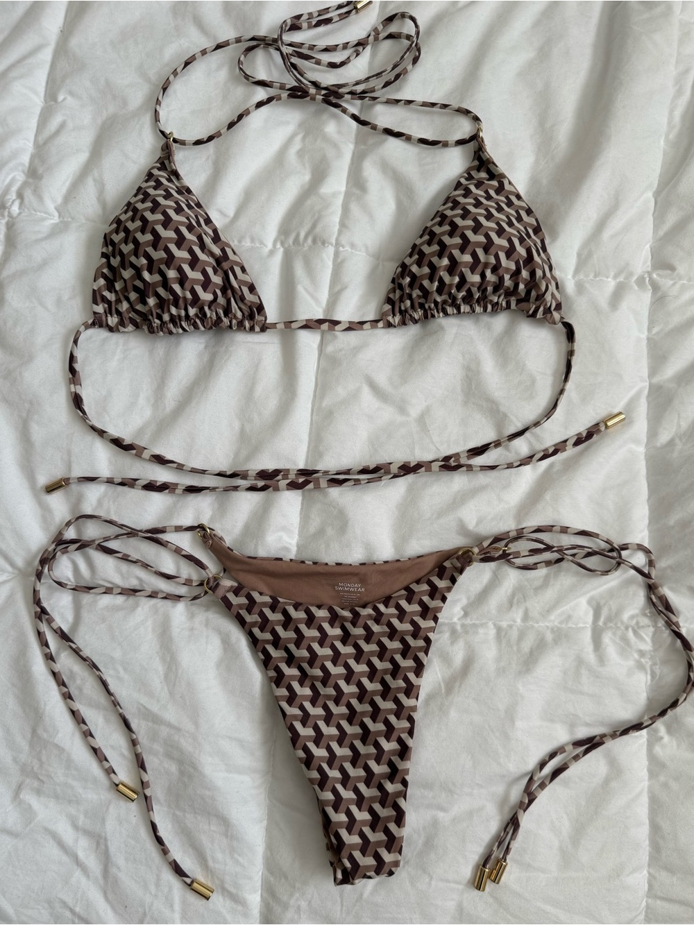 Monday swimwear geo print bikini set